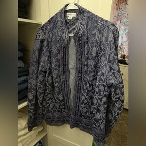 Coldwater Creek blue ornate jacket